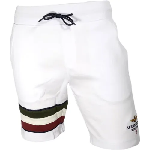 Tricolor Pfeile Weiße Bermuda Shorts , Herren, Größe: L - aeronautica militare - Modalova