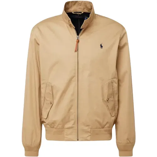 Braune Harrington Jacke mit Icon-Logo , Herren, Größe: S - Ralph Lauren - Modalova