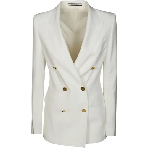 Blazers, female, , Size: XS Double-Breasted Viscose Textured Jacket - Tagliatore - Modalova