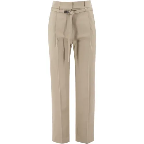 Feminine Tailored Cotton Twill Trousers , female, Sizes: L, M - BRUNELLO CUCINELLI - Modalova