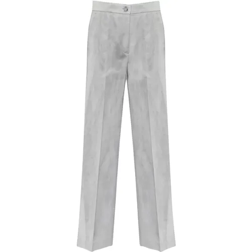 Wide Trousers, female, , Size: 2XS Satin Grey Pants - pinko - Modalova