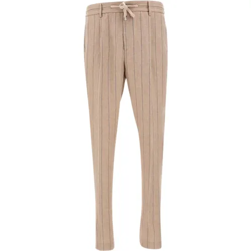 Linen Pinstripe Jogger Trousers , male, Sizes: XS, M, S, L - PESERICO - Modalova