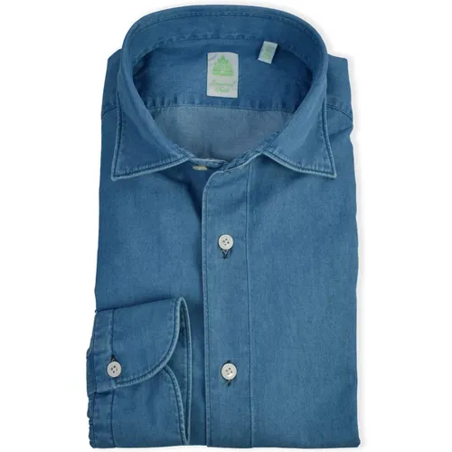 Denim Shirts, male, , Size: 6XL Denim Gaeta Shirt - Finamore - Modalova