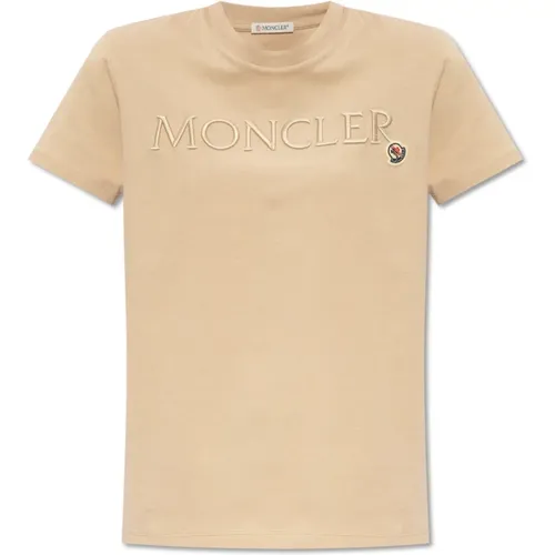 T-Shirt mit Logo , Damen, Größe: M - Moncler - Modalova