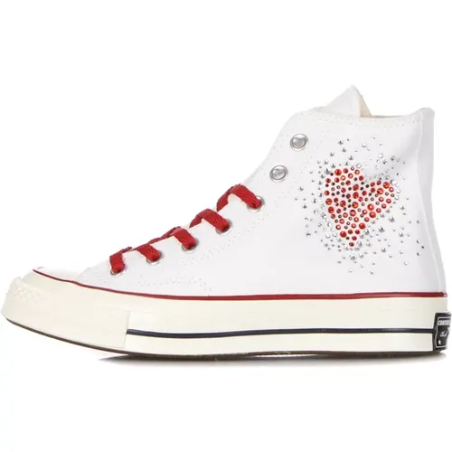 Sneakers, female, , Size: 7 1/2 US Canvas High-Top Sneaker with Heart Glitter - Converse - Modalova