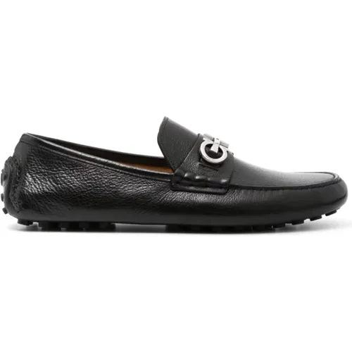 Schwarze flache Schuhe Gancini Mandelzehen - Salvatore Ferragamo - Modalova