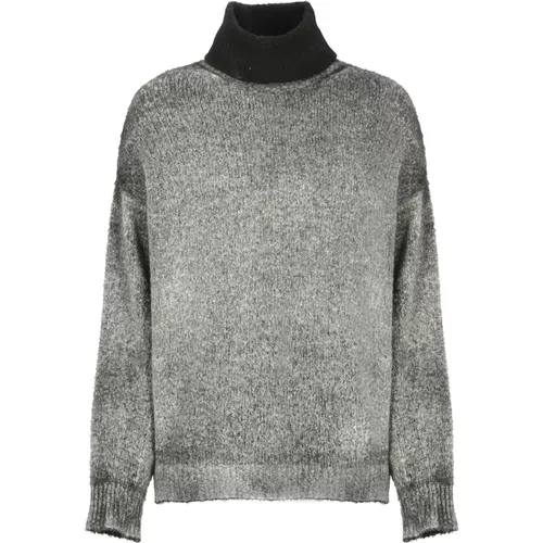 Grey Cotton Sweater High Neck Long Sleeves , female, Sizes: M, S - Avant Toi - Modalova