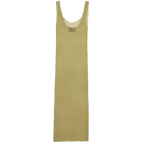 Silk Pistachio Tank Top with Side Opening , female, Sizes: M, S - Cortana - Modalova