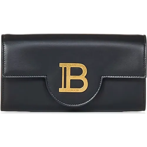 Leather Wallet with Chain Strap , female, Sizes: ONE SIZE - Balmain - Modalova