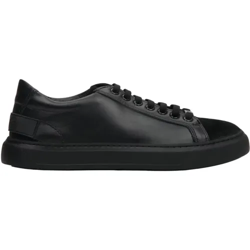 Schwarze Leder- & Velours-Sneaker , Damen, Größe: 37 EU - Estro - Modalova