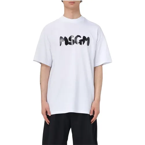 T-Shirts, male, , Size: XL Logo Short Sleeve Tee - Msgm - Modalova