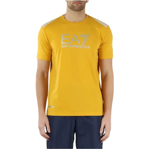 Natural Ventus7 Cotton T-Shirt , male, Sizes: 2XL, XL, M, L - Emporio Armani EA7 - Modalova