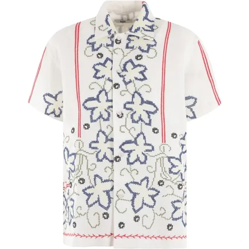 Embroidered Cotton Canvas Shirt , female, Sizes: XS/S - Bode - Modalova