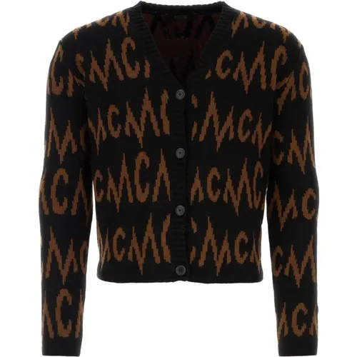 Cardigans, male, , Size: XS Embroidered Cashmere Blend Cardigan - MCM - Modalova