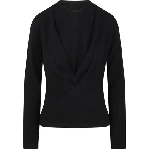 Kaschmir V-Ausschnitt Pullover mit Falten , Damen, Größe: S - alberta ferretti - Modalova