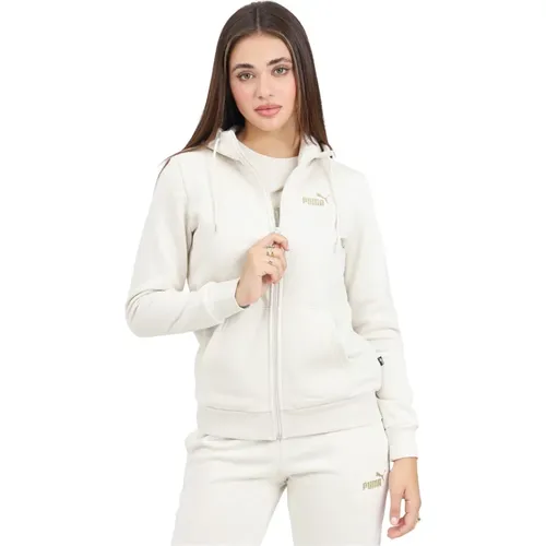 Glitzer Reißverschluss Hoodie für Frauen , Damen, Größe: M - Puma - Modalova