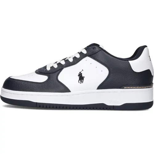 Weiße Leder Low Top Sneakers , Herren, Größe: 42 EU - Ralph Lauren - Modalova