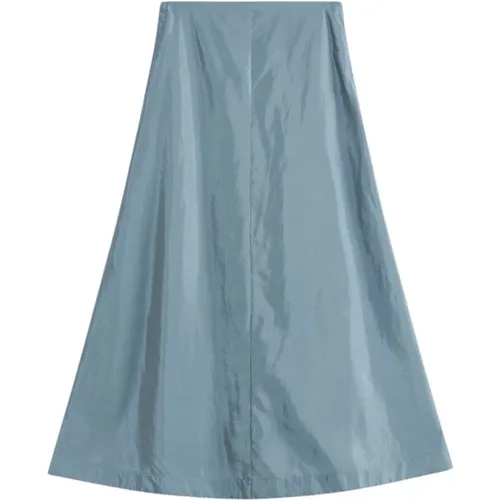 Shiny A-Line Maxi Skirt Cool Water , female, Sizes: S, M - By Malene Birger - Modalova