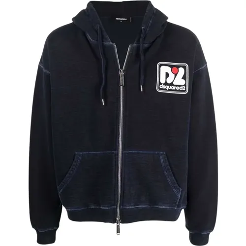 Zip-throughs, male, , Size: 2XL Zip-Up Training Sweatshirt with Faded Logo - Dsquared2 - Modalova