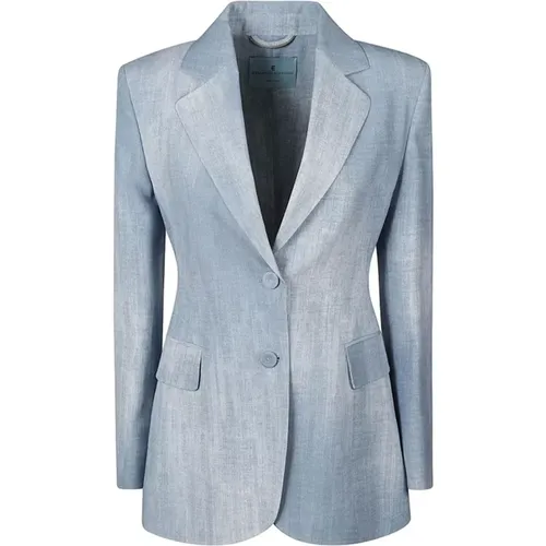 Blazers, female, , Size: M Denim Blazer with Button Closure - Ermanno Scervino - Modalova