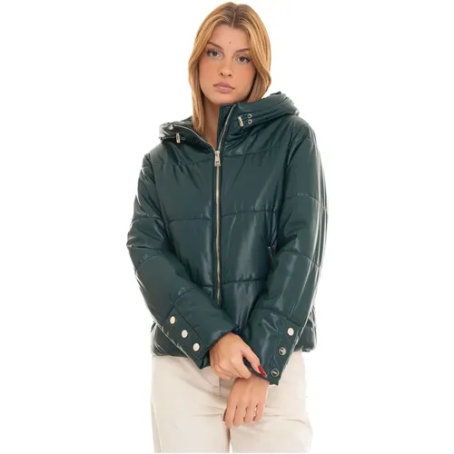 Quilted Faux Leather Hooded Jacket , female, Sizes: S - Liu Jo - Modalova