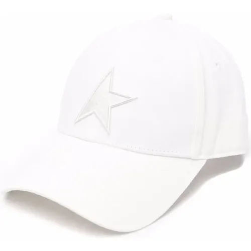 Baseball Cap mit halbem Sternenlogo-Stickerei,Caps,Weiße Baseballkappe mit Sternen-Patch - Golden Goose - Modalova