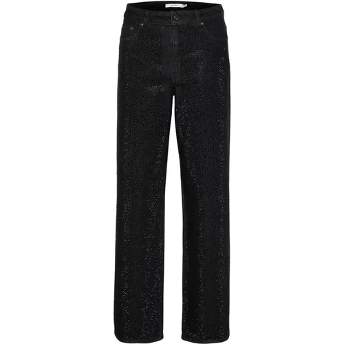 Weite Bein Jeans Dunkle Schwarze Waschung , Damen, Größe: W31 - Gestuz - Modalova