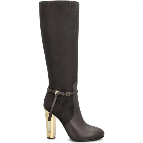 Leather Ankle Boots with Metal Buckle , female, Sizes: 8 UK, 7 UK, 6 UK, 2 UK - Fendi - Modalova
