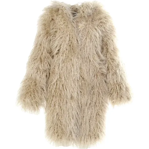 Faux Fur Coat with Snap Fasteners , female, Sizes: M, S - Fortini - Modalova
