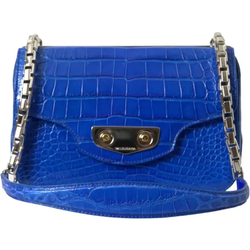 Elegante Blaue Alligatorhaut Mini Schultertasche - Balenciaga - Modalova