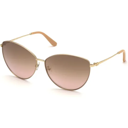 Goldene Braune Spiegel Sonnenbrille , Damen, Größe: 66 MM - Guess - Modalova