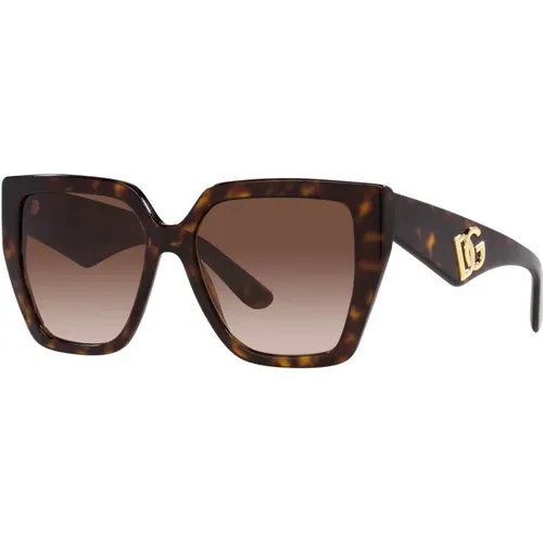 Havana Gold Sunglasses , female, Sizes: 55 MM - Dolce & Gabbana - Modalova