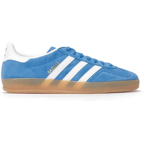 Blaue Gazelle Wildleder Sneakers mit Goldlogo , Herren, Größe: 43 1/2 EU - adidas Originals - Modalova