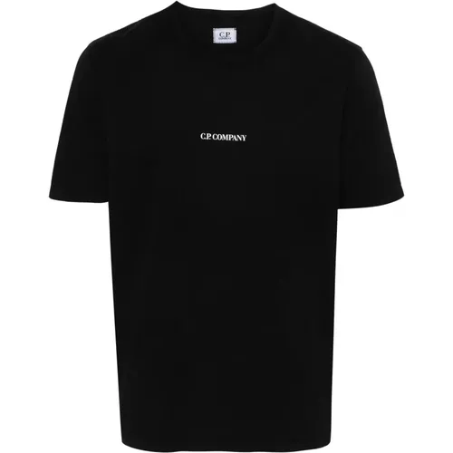Schwarzes Logo Baumwoll T-Shirt , Herren, Größe: 2XL - C.P. Company - Modalova