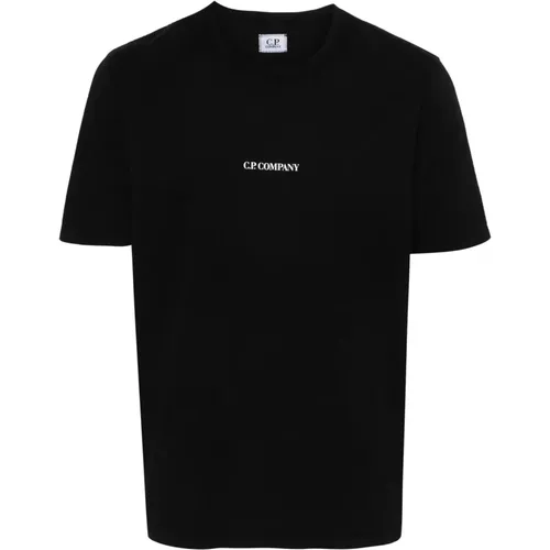 Schwarzes Logo Baumwoll T-Shirt , Herren, Größe: M - C.P. Company - Modalova