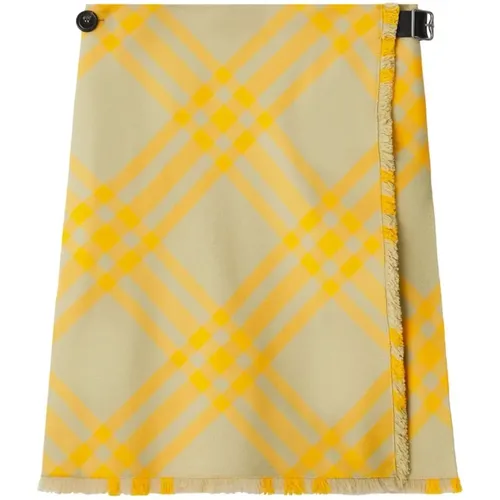 Check Print Skirt with Belt , female, Sizes: XS, 2XS - Burberry - Modalova