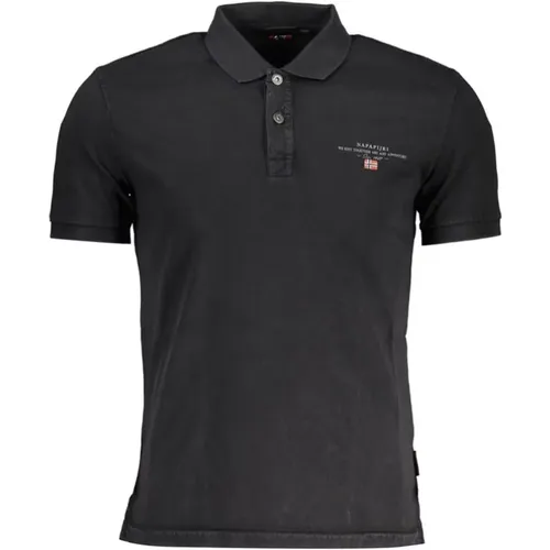 Elegantes Schwarzes Besticktes Poloshirt , Herren, Größe: M - Napapijri - Modalova