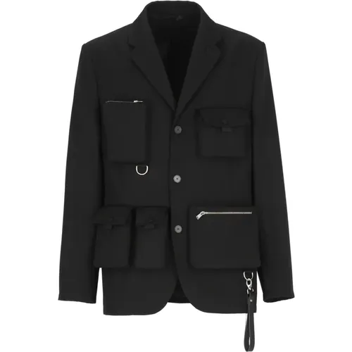 Blazers, male, , Size: M Wool Jacket Peak Lapel - Lanvin - Modalova