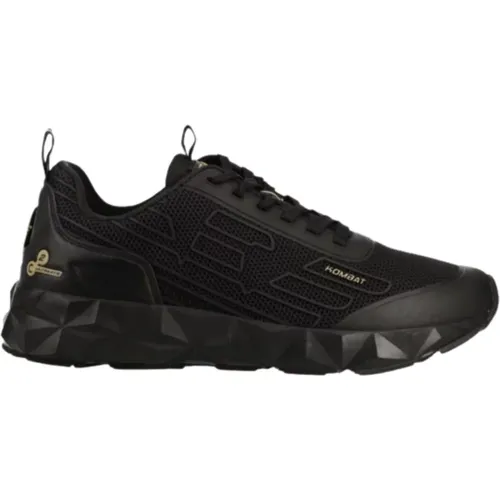 Schwarze/Goldene Mesh Sneaker Trainingsschuhe , Herren, Größe: 39 EU - Emporio Armani EA7 - Modalova