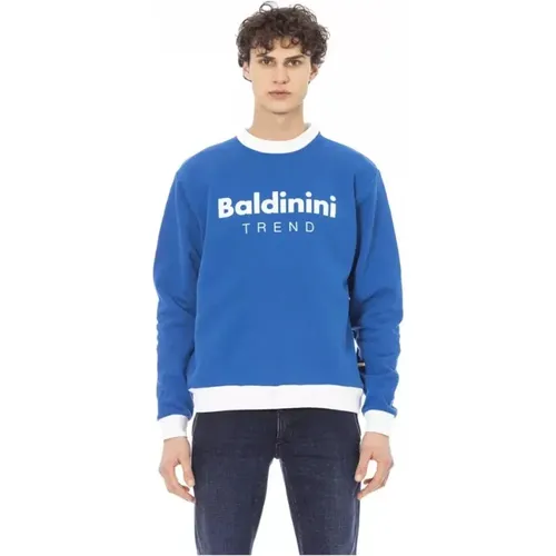Blaue Logo Baumwollpullover für Männer - Baldinini - Modalova