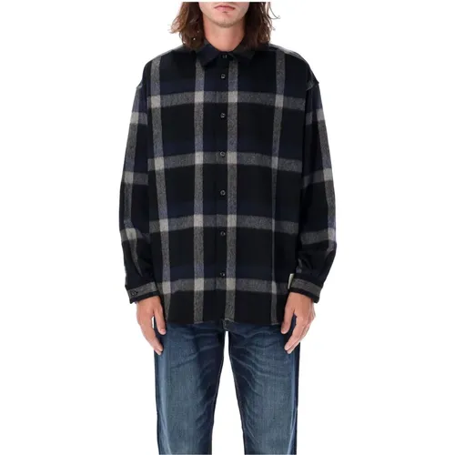 Plaid Wool Shirt Oversized Fit , male, Sizes: M, L, S - Emporio Armani - Modalova