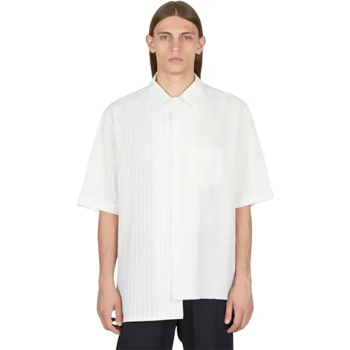 Gestreiftes Baumwollhemd mit asymmetrischem Saum , Herren, Größe: XL - Lanvin - Modalova