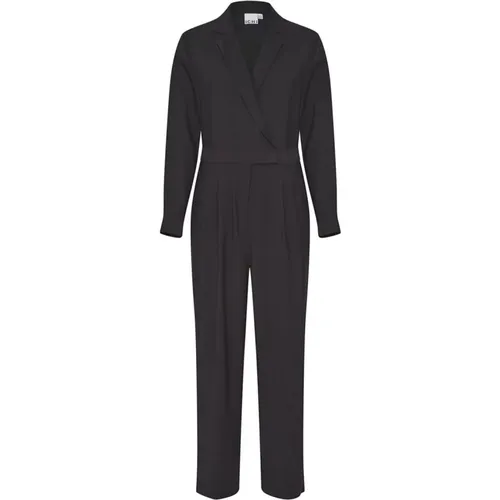 Schwarzer Jumpsuit Viskose Polyester China Hergestellt , Damen, Größe: M - Ichi - Modalova