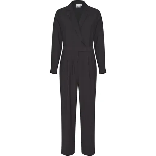 Schwarzer Jumpsuit Viskose Polyester China Hergestellt , Damen, Größe: L - Ichi - Modalova