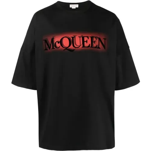 T-Shirts, male, , Size: XL Logo Print T-Shirt /Red - alexander mcqueen - Modalova