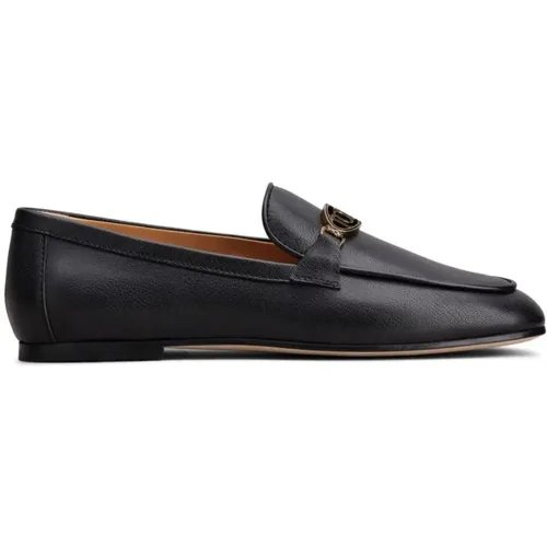 Leather Loafers with Metal Logo , female, Sizes: 8 UK, 6 UK, 7 UK, 5 UK, 5 1/2 UK, 4 UK, 4 1/2 UK - TOD'S - Modalova