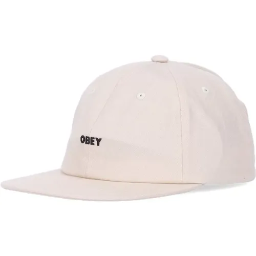 Caps, male, , Size: ONE SIZE Flat Brim Strapback Cap Unbleached Cotton - Obey - Modalova