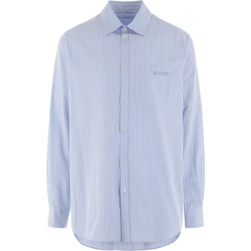 Striped Cotton Poplin Shirt with Logo Embroidery , male, Sizes: XL - Valentino Garavani - Modalova