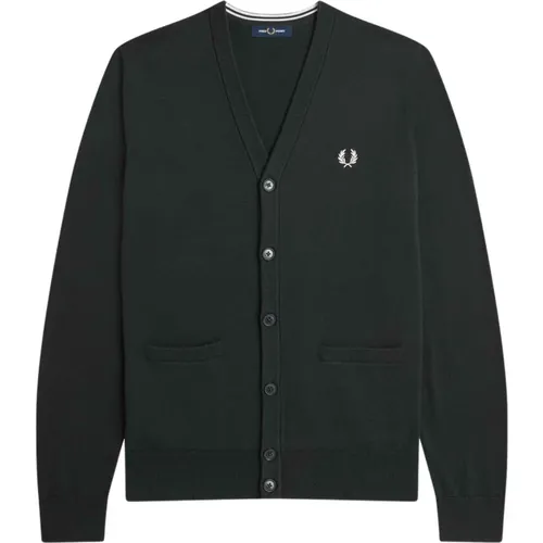 Cardigans, male, , Size: XL Knitted V-Neck Cardigan - Fred Perry - Modalova