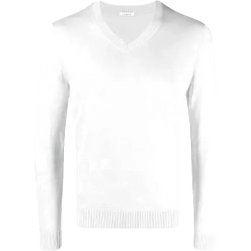 Baumwoll V-Ausschnitt Rasierter Kragen T-Shirt - Malo - Modalova